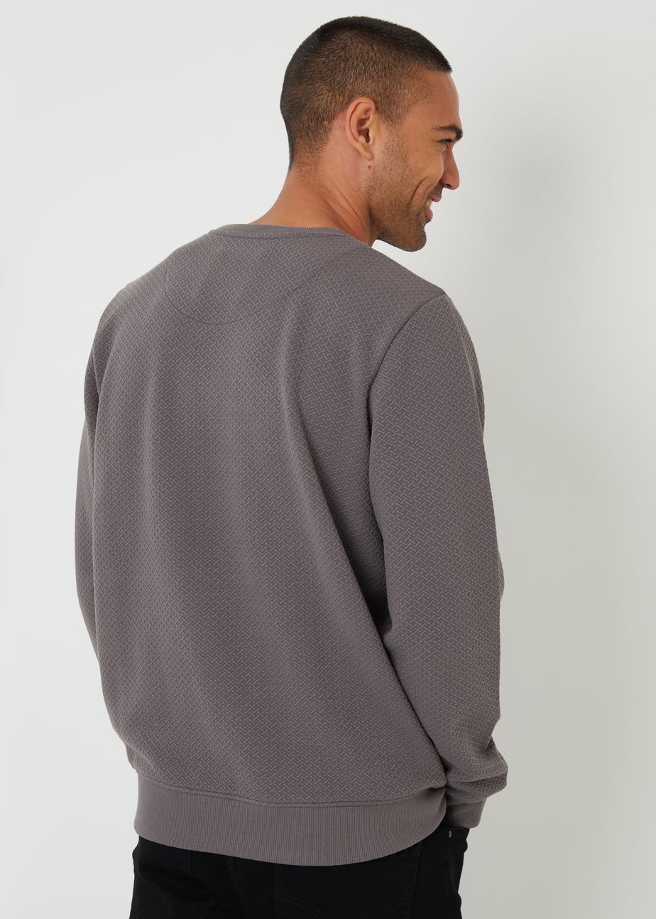 Threadbare Dark Grey Textured Crew Neck Sweatshirt