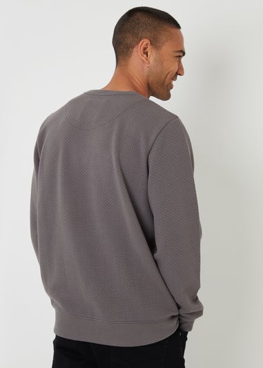 Threadbare Dark Grey Textured Crew Neck Sweatshirt