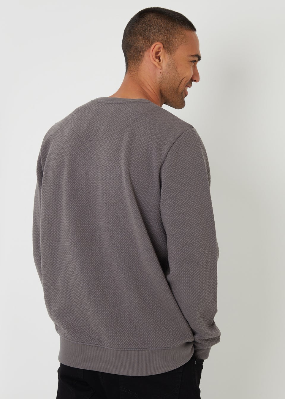 Threadbare Dark Grey Textured Crew Neck Sweatshirt