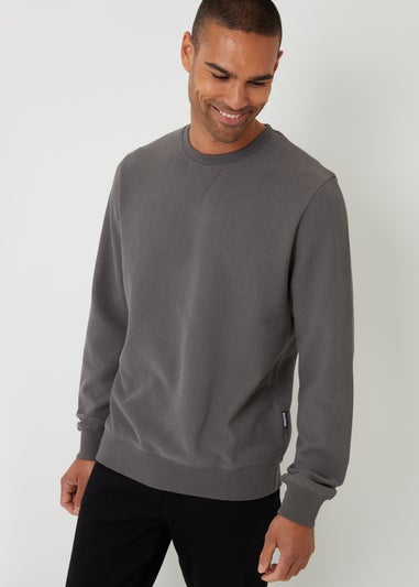 Threadbare Dark Grey Textured Crew Neck Sweatshirt