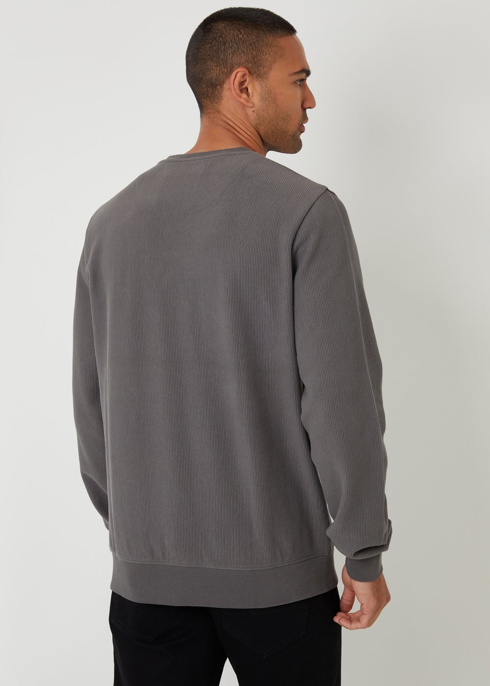 Threadbare Dark Grey Textured Crew Neck Sweatshirt