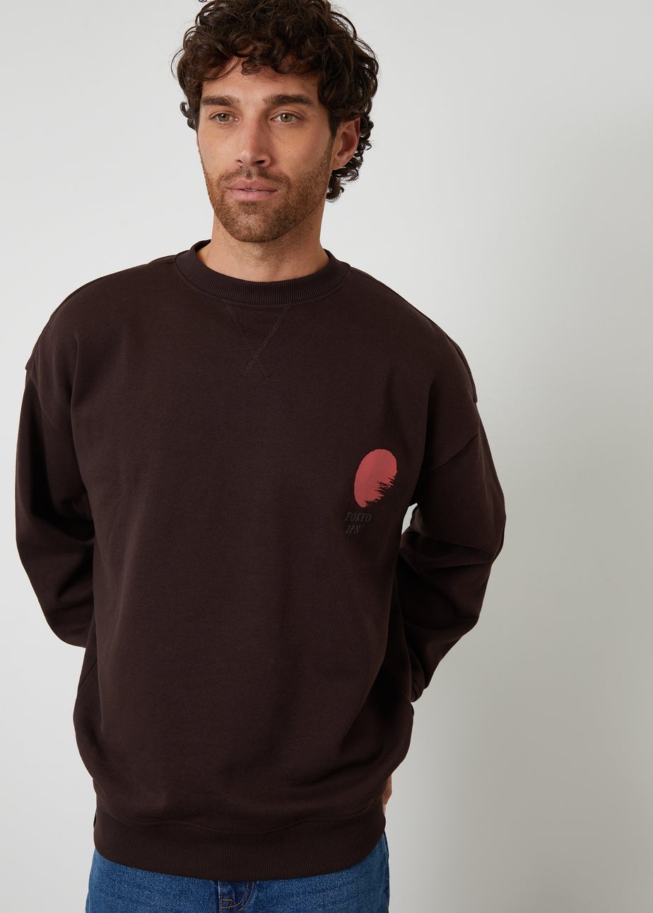 Threadbare Chocolate Graphic Print Crew Neck Sweatshirt