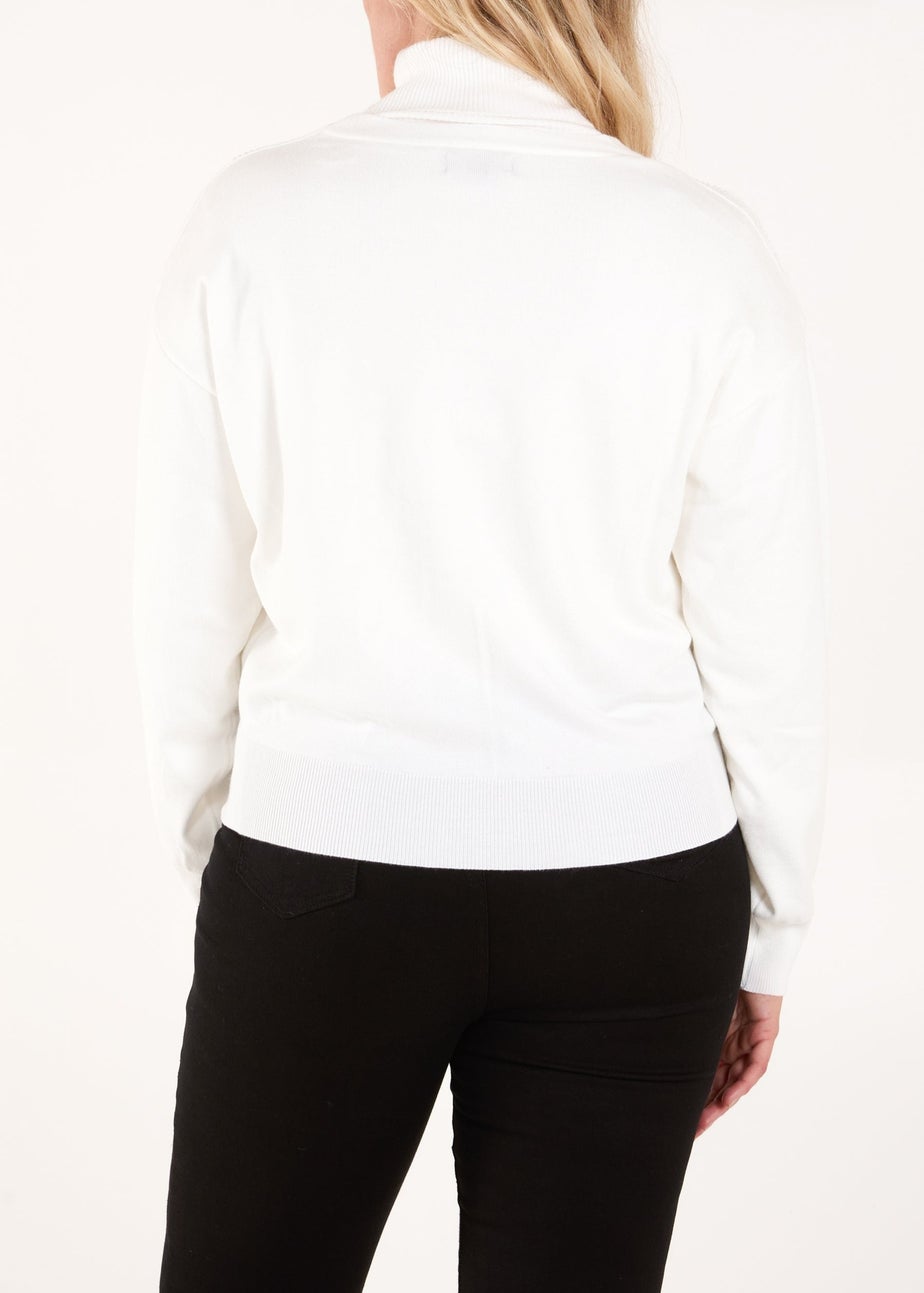 Blue Vanilla Ivory Pearl Button Embellished Front Cardigan