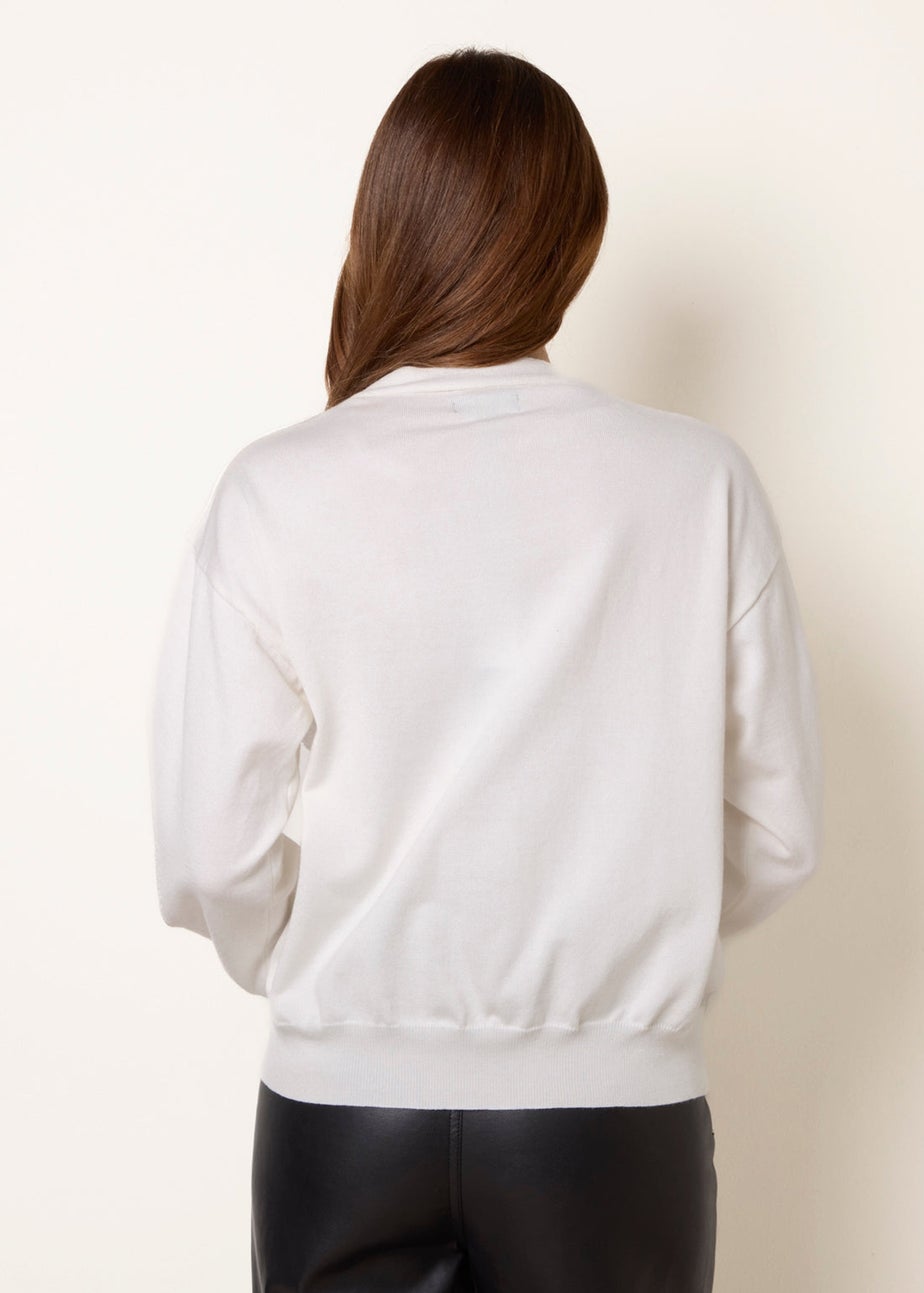 Blue Vanilla Ivory Pearl Button Embellished Front Cardigan