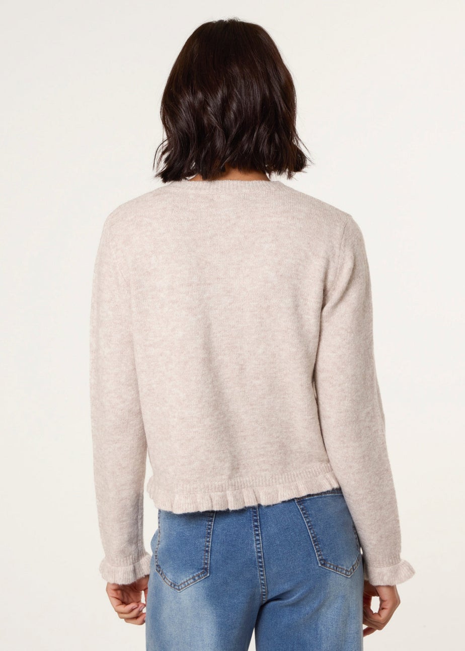 Blue Vanilla Stone Cardigan With Ruffle Trim