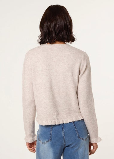 Blue Vanilla Stone Cardigan With Ruffle Trim