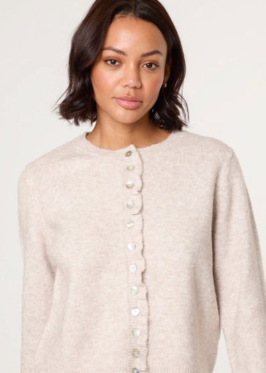 Blue Vanilla Stone Cardigan With Ruffle Trim