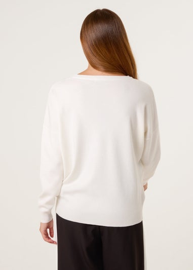 Blue Vanilla Ivory Plain Crew Neck Jumper