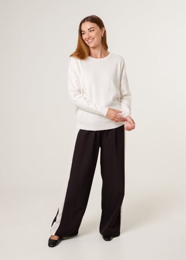 Blue Vanilla Ivory Plain Crew Neck Jumper