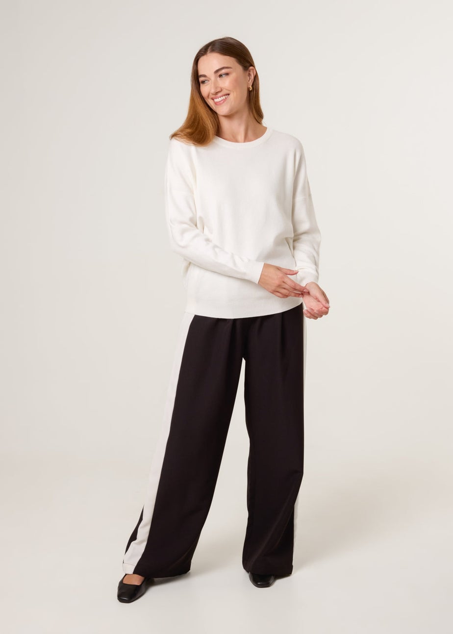 Blue Vanilla Ivory Plain Crew Neck Jumper