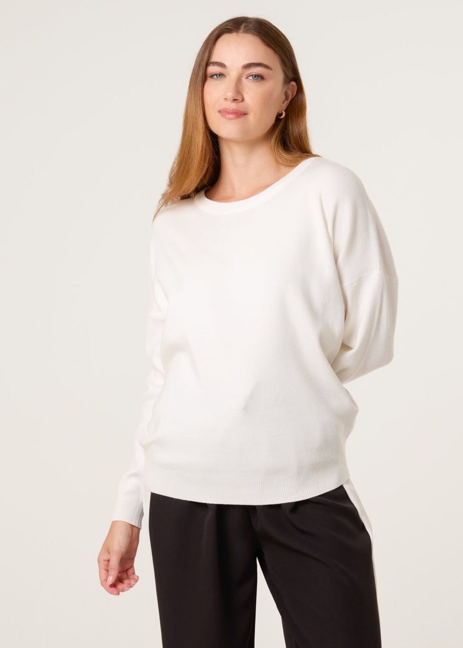 Blue Vanilla Ivory Plain Crew Neck Jumper