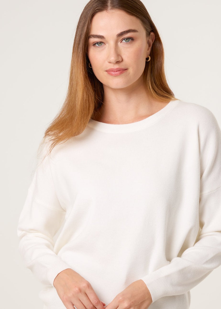 Blue Vanilla Ivory Plain Crew Neck Jumper