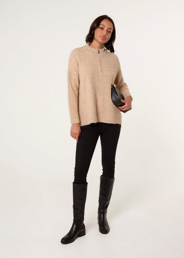 Blue Vanilla Beige Half Zip Jumper