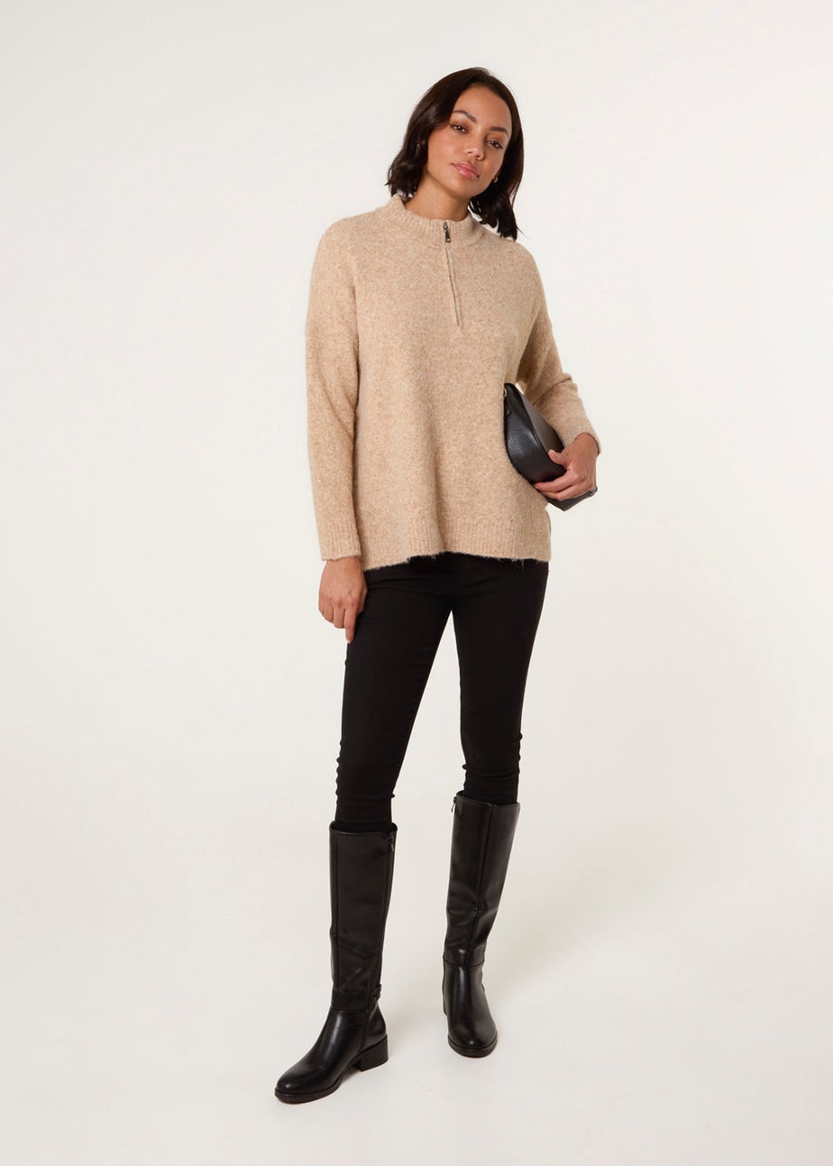 Blue Vanilla Beige Half Zip Jumper