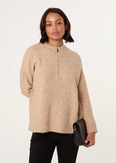 Blue Vanilla Beige Half Zip Jumper