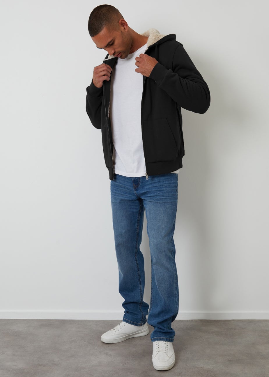 Threadbare Black Borg Lined Zip Through Hoodie