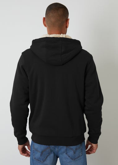 Threadbare Black Borg Lined Zip Through Hoodie