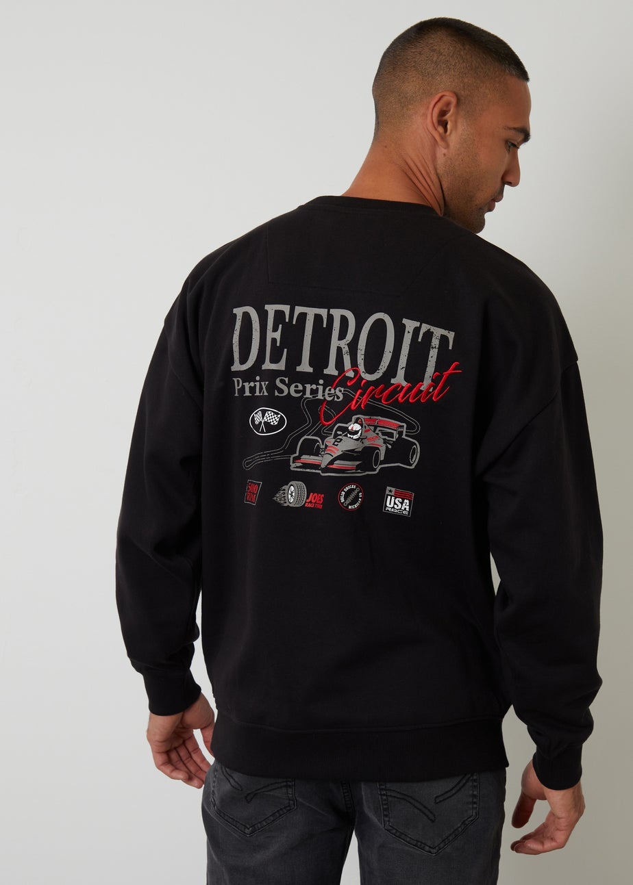 Threadbare Black Graphic Print Crew Neck Sweatshirt