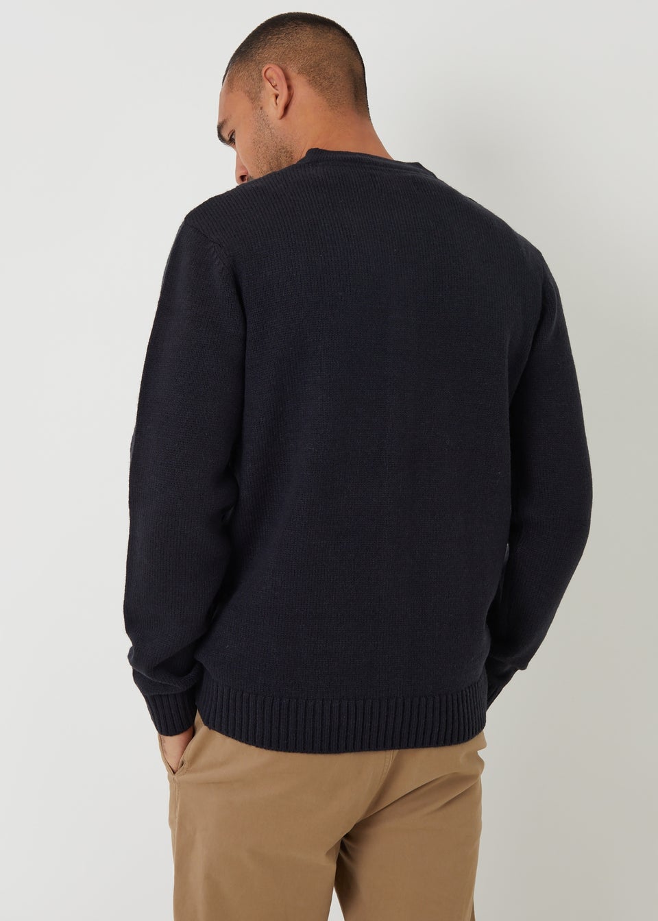 Threadbare Navy Cable Knit Detail V-Neck Cardigan
