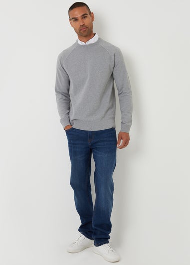 Threadbare Grey Mock Shirt Raglan Knitted Jumper