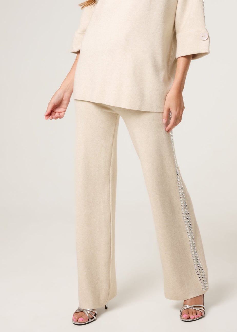 Blue Vanilla Stone Square Rhinestone Trousers