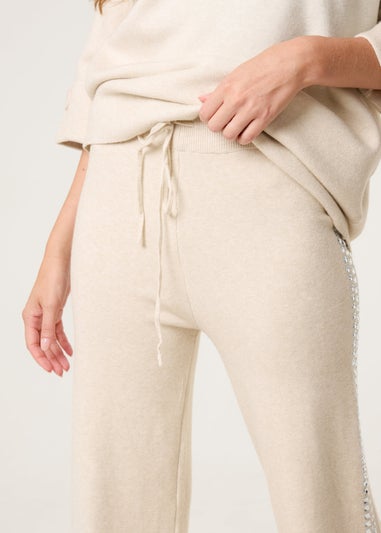 Blue Vanilla Stone Square Rhinestone Trousers