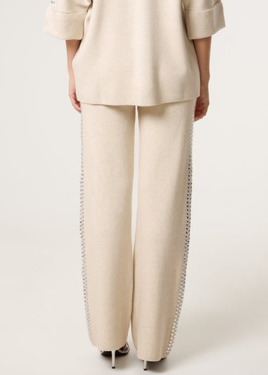 Blue Vanilla Stone Square Rhinestone Trousers