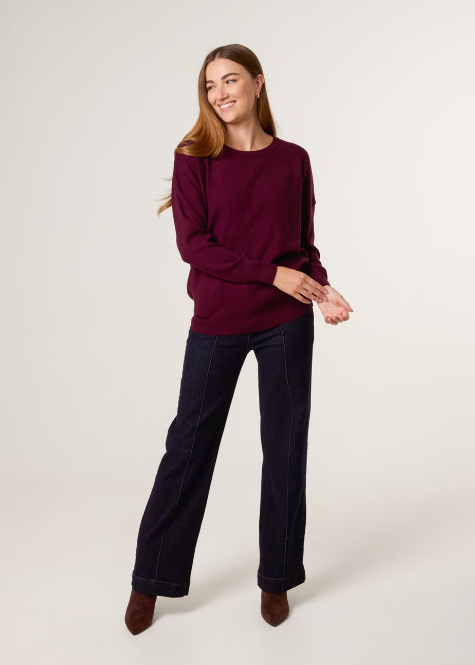 Blue Vanilla Burgundy Plain Crew Neck Jumper