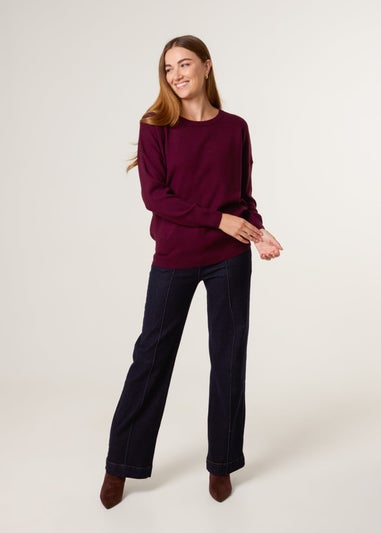 Blue Vanilla Burgundy Plain Crew Neck Jumper