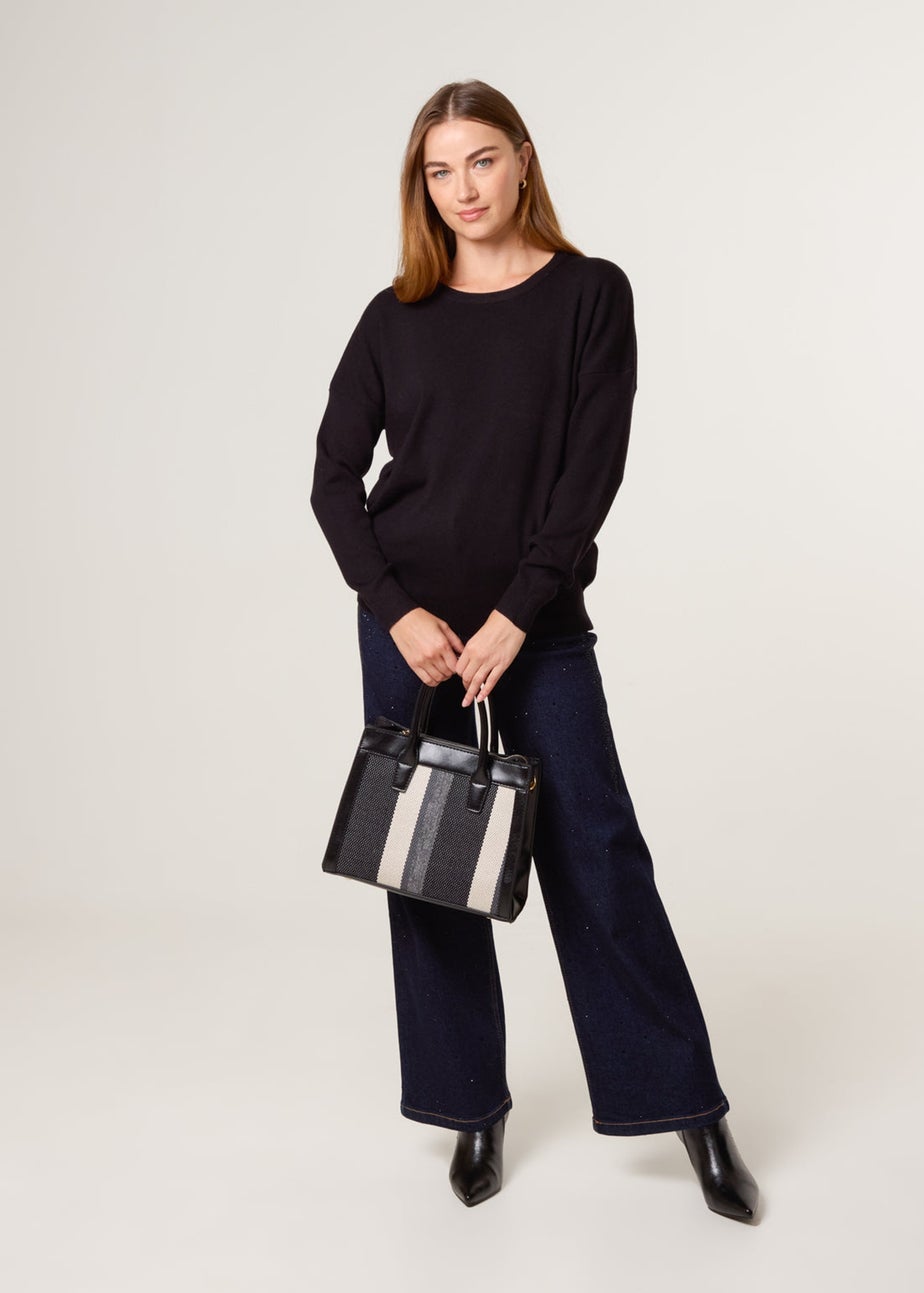 Blue Vanilla Black Plain Crew Neck Jumper