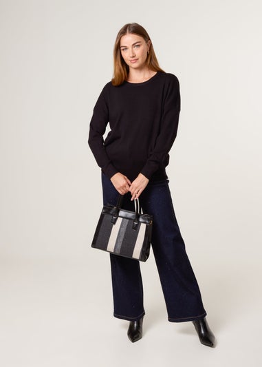 Blue Vanilla Black Plain Crew Neck Jumper