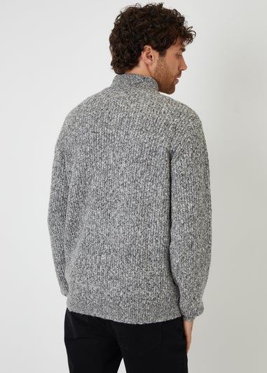 Threadbare Grey Knitted Quarter Zip Jumper