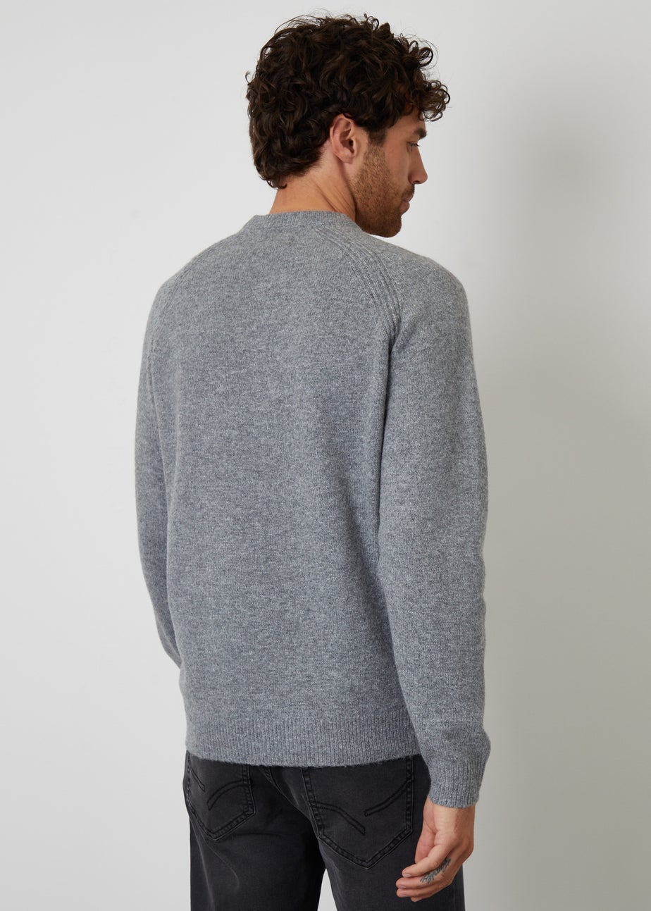 Threadbare Grey Raglan Rib Knitted Crew Neck Jumper