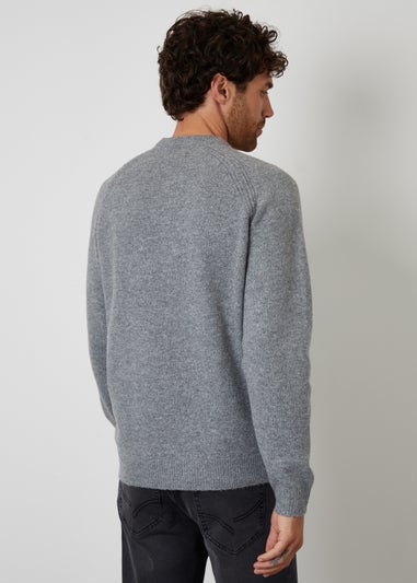 Threadbare Grey Raglan Rib Knitted Crew Neck Jumper