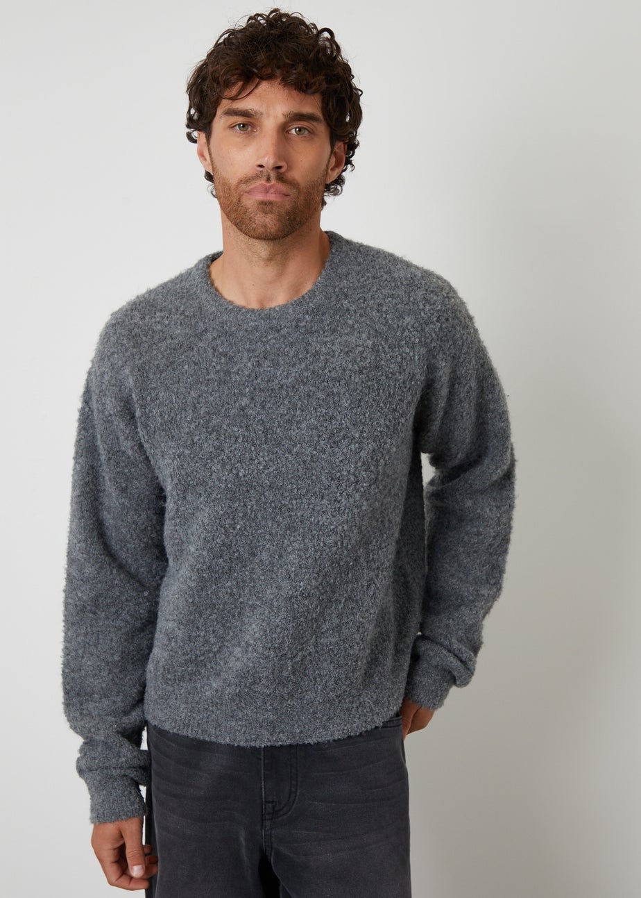 Threadbare Grey Fluffy Knit Crew Neck Jumper