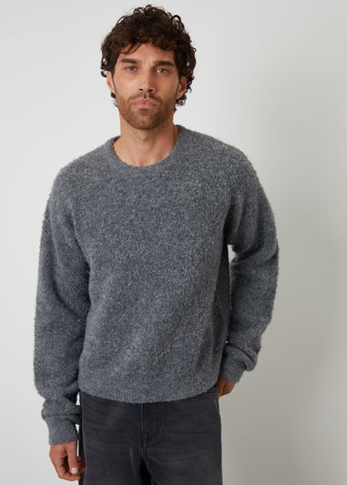 Threadbare Grey Fluffy Knit Crew Neck Jumper