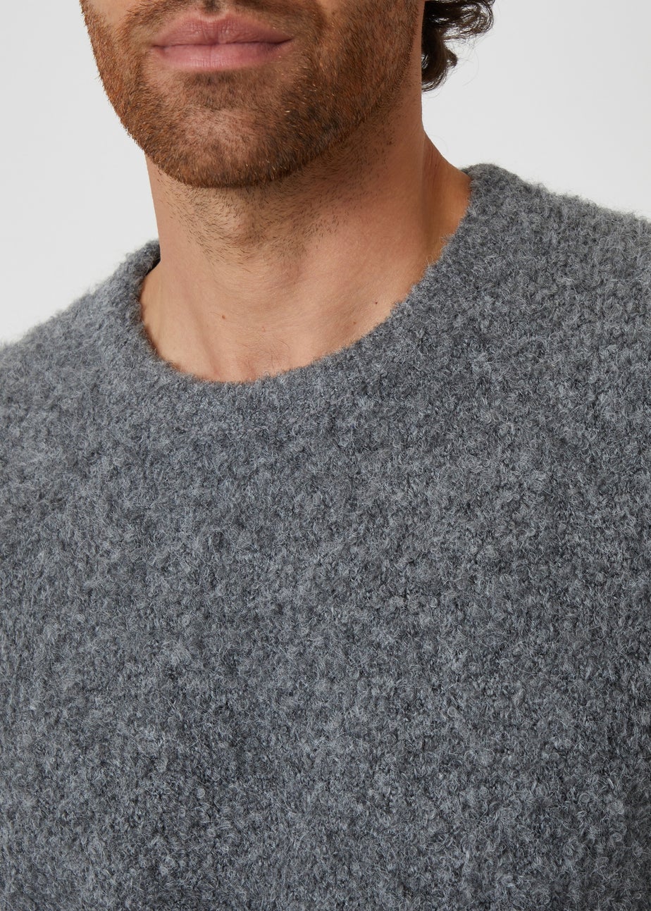 Threadbare Grey Fluffy Knit Crew Neck Jumper