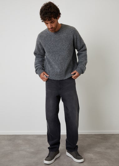 Threadbare Grey Fluffy Knit Crew Neck Jumper
