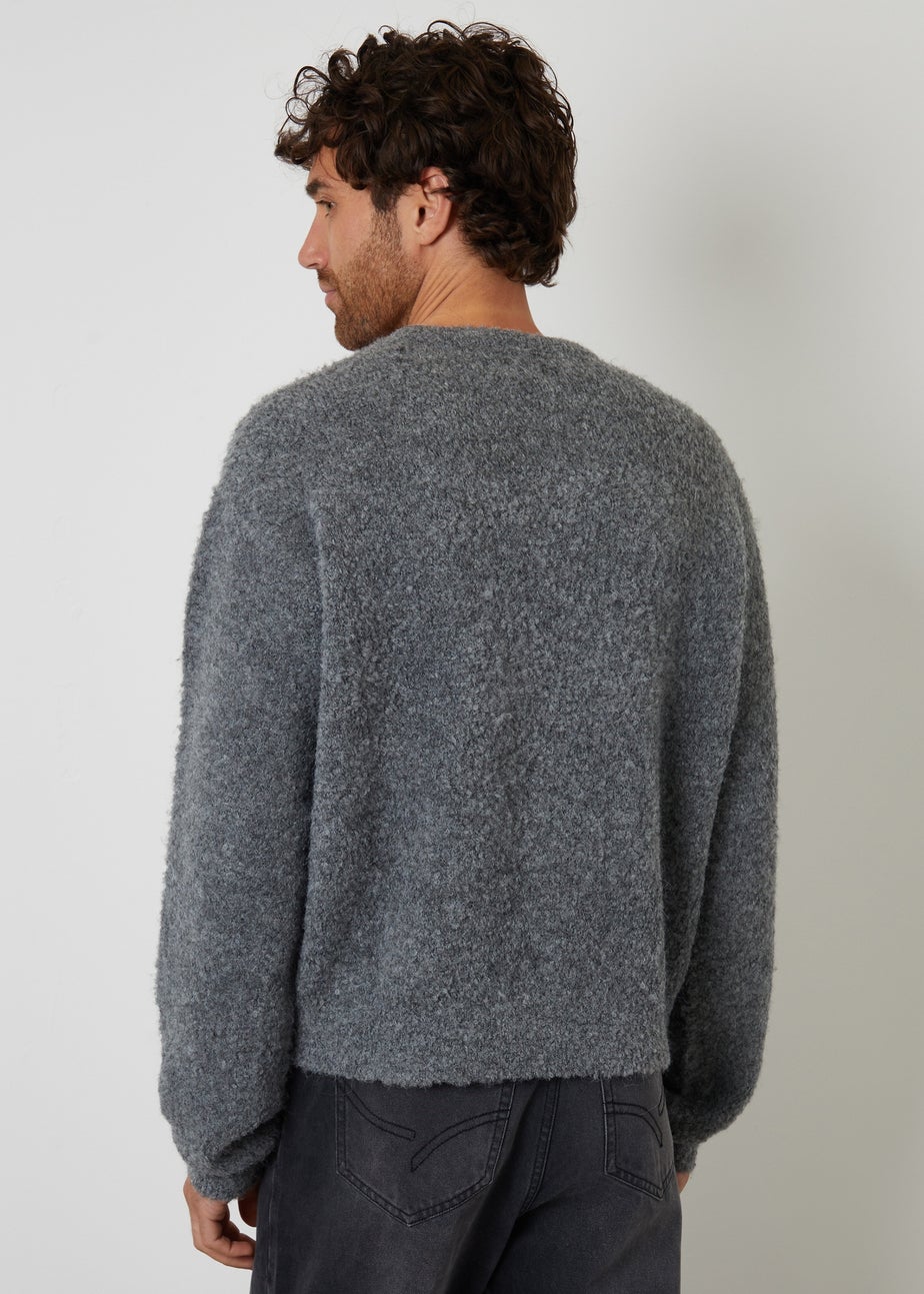 Threadbare Grey Fluffy Knit Crew Neck Jumper