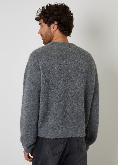 Threadbare Grey Fluffy Knit Crew Neck Jumper