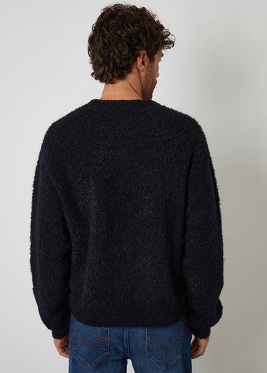 Threadbare Navy Fluffy Knit Crew Neck Jumper