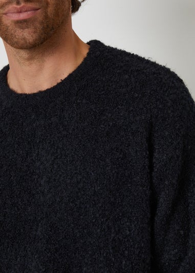 Threadbare Navy Fluffy Knit Crew Neck Jumper