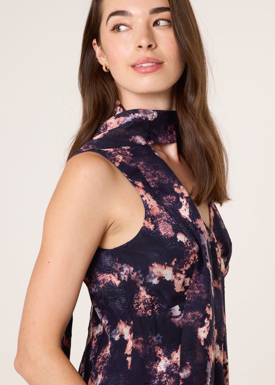 Blue Vanilla Navy Luxe Tie V Neck Sleeveless Dress