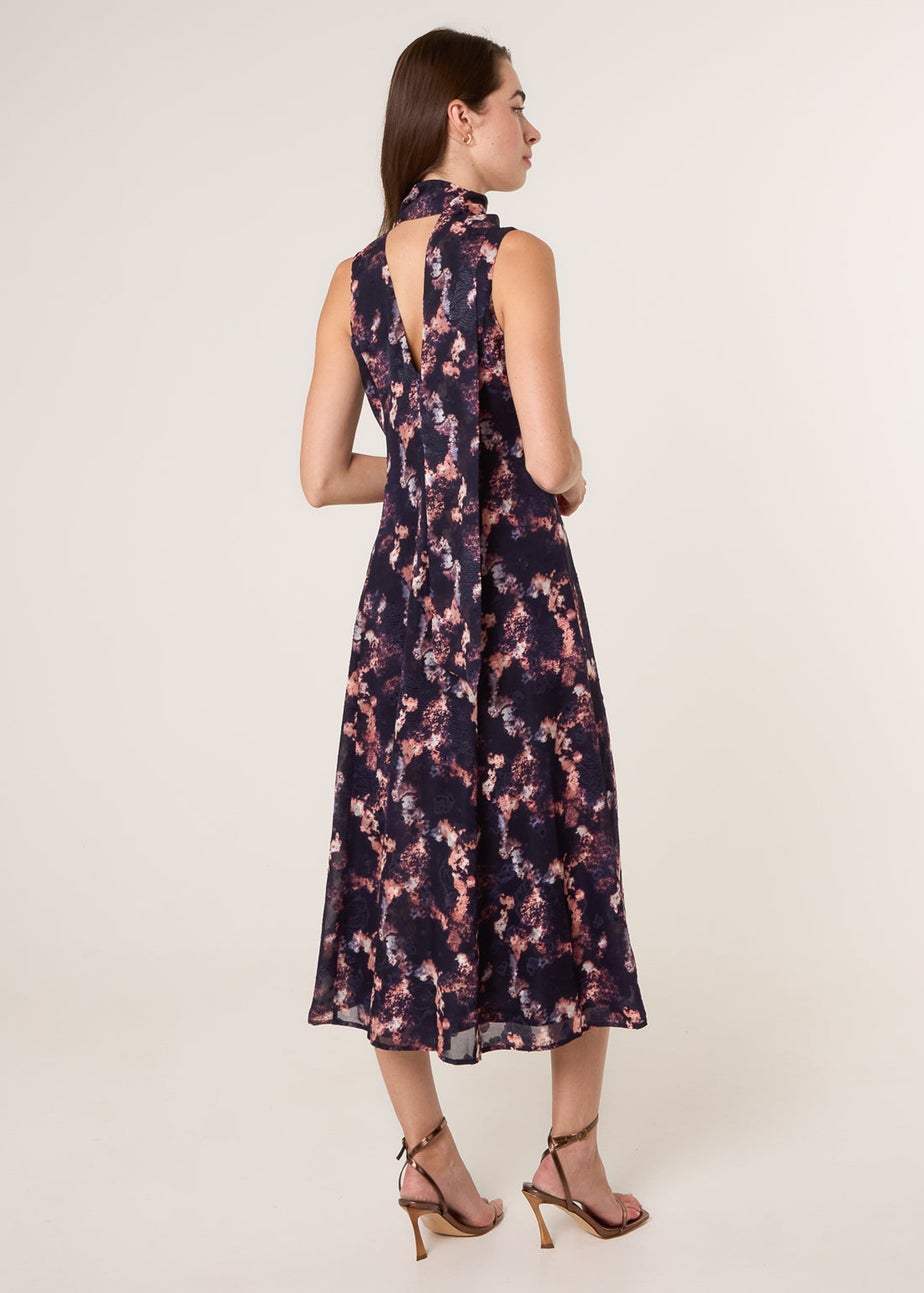 Blue Vanilla Navy Luxe Tie V Neck Sleeveless Dress