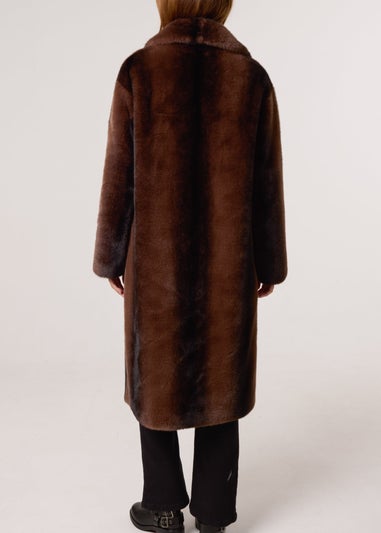 Blue Vanilla Brown Faux Fur Midi Coat