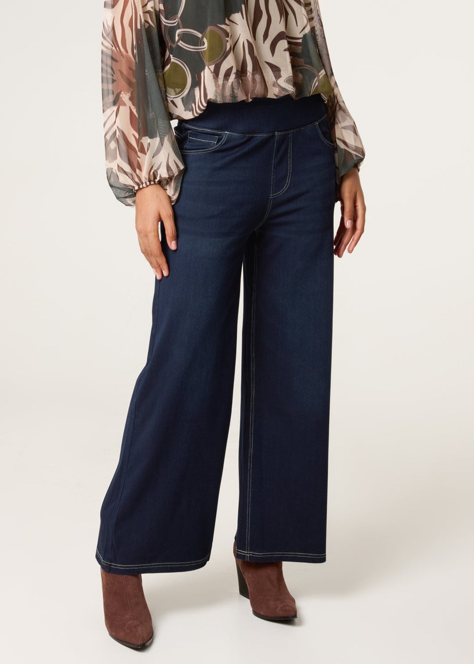 Blue Vanilla Blue Elasticated Washed Jeans