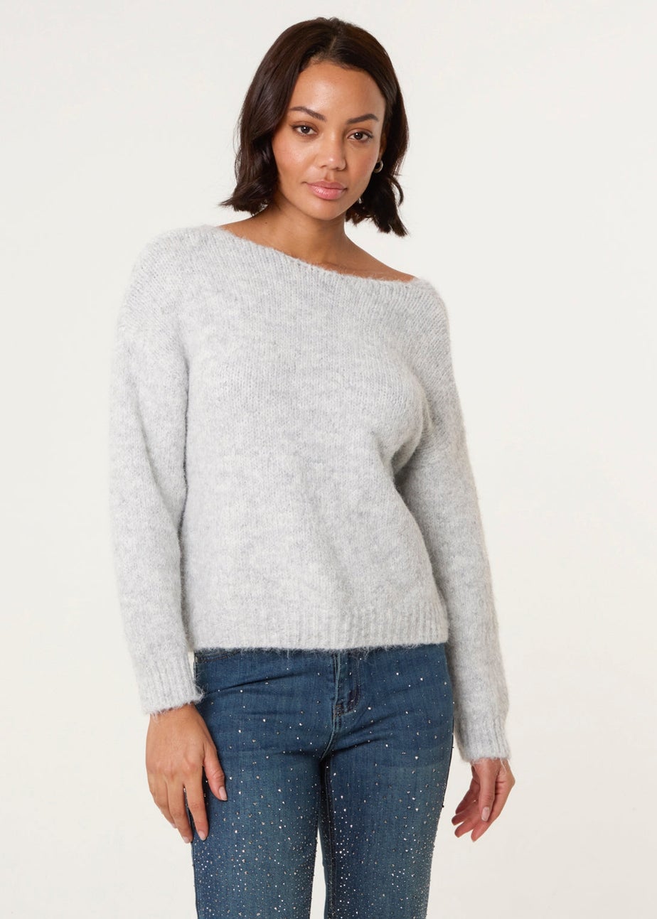 Blue Vanilla Grey Bow Knit Cardigan