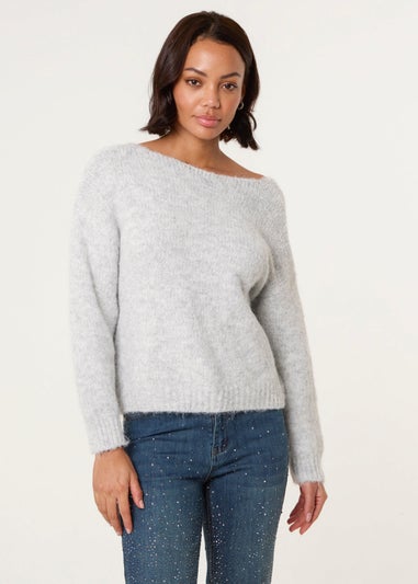 Blue Vanilla Grey Bow Knit Cardigan