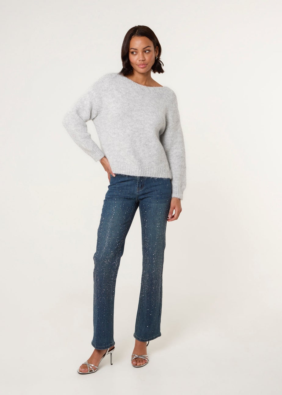 Blue Vanilla Grey Bow Knit Cardigan