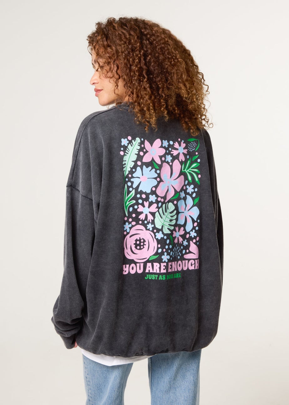 Blue Vanilla Grey You Are Enough Slogan Sweatshirt